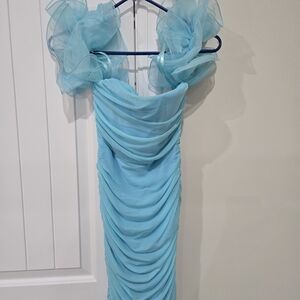 Angel Biba Strapless Light Blue Dress